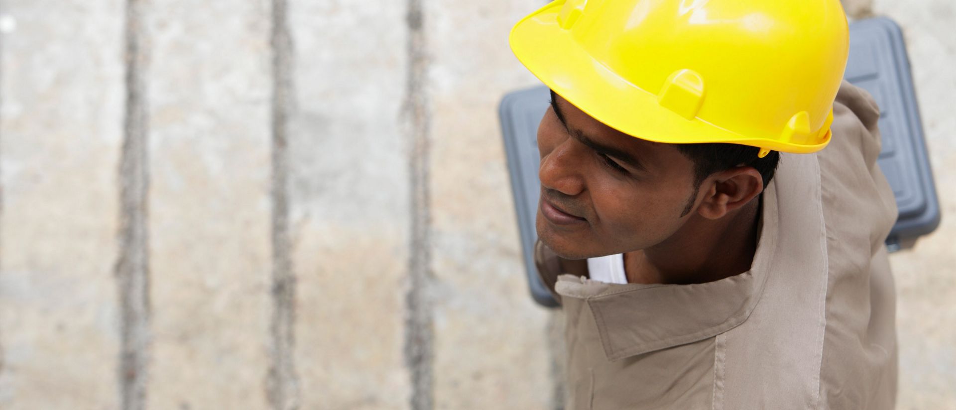 Person wearing a safety helmet