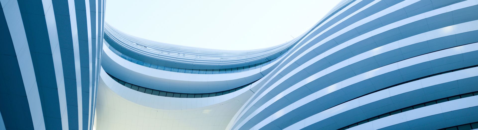 Detailed close up of the blue wave terraces of a building