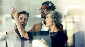 Team working together at a planning meeting