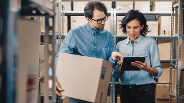 Workers checking their inventory