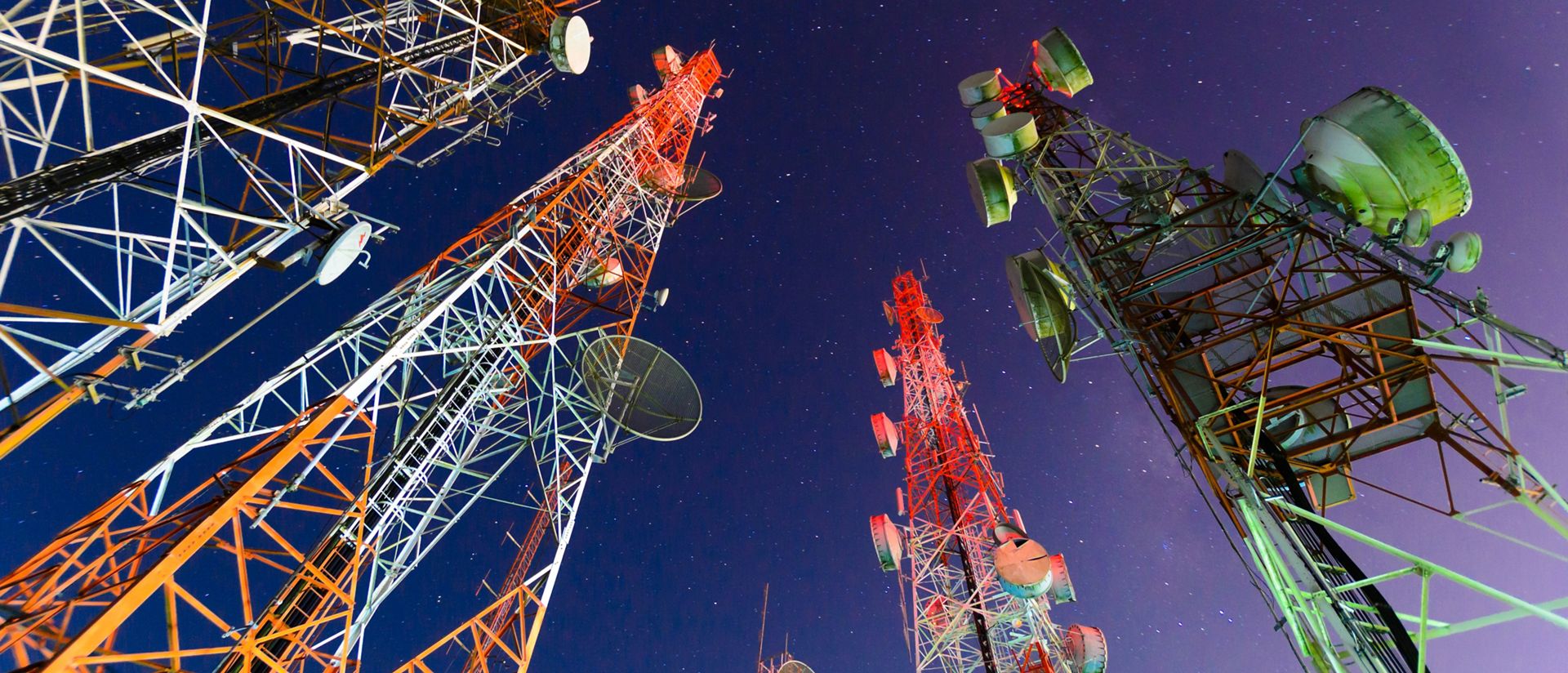 Ground view of telecommunication towers