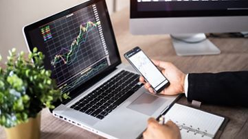 Person checking data on their laptop