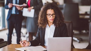 woman working on laptop