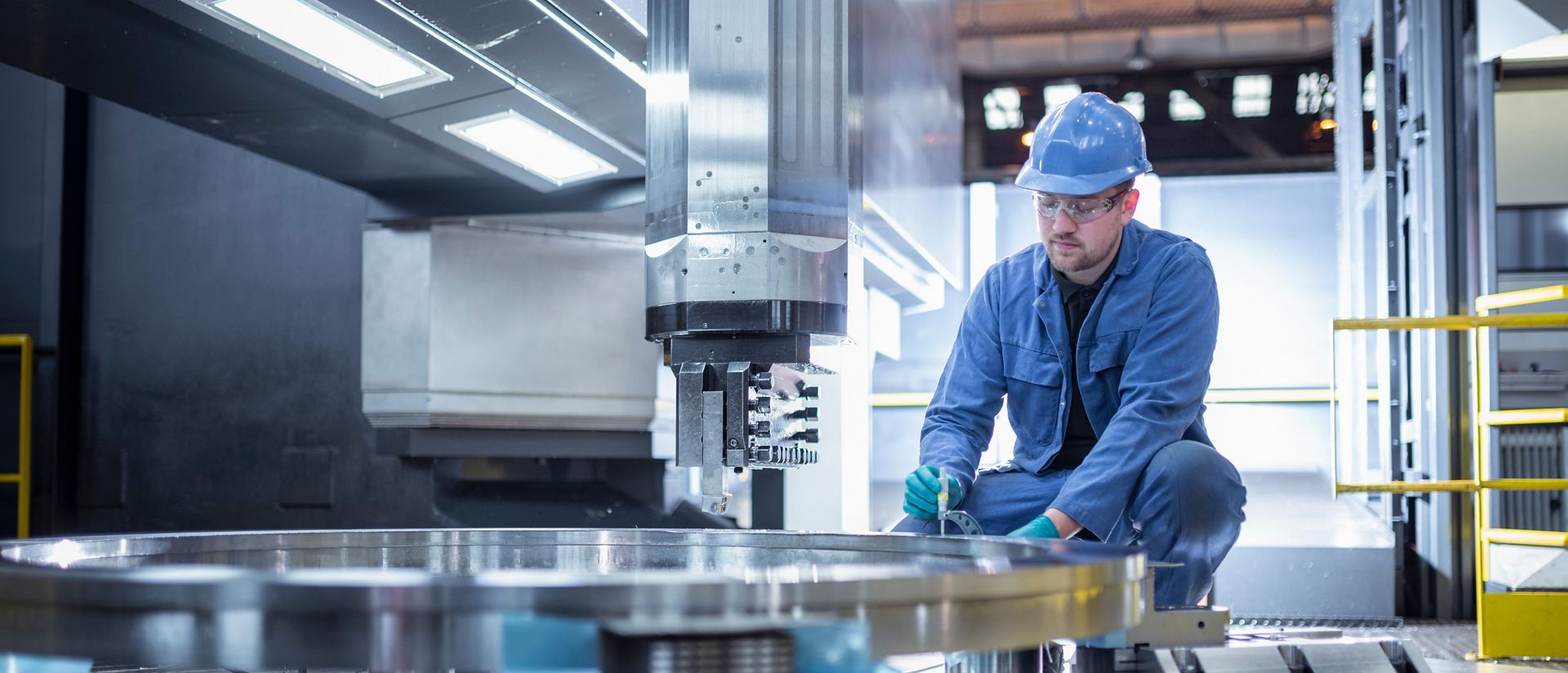 Specialist lathe operator in steelworks