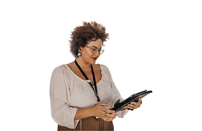 Woman using a tablet