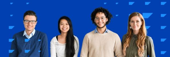 Four colleagues standing side by side