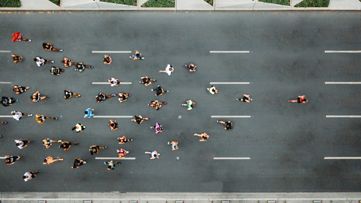 One person leading a marathon