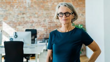 Woman with black glasses