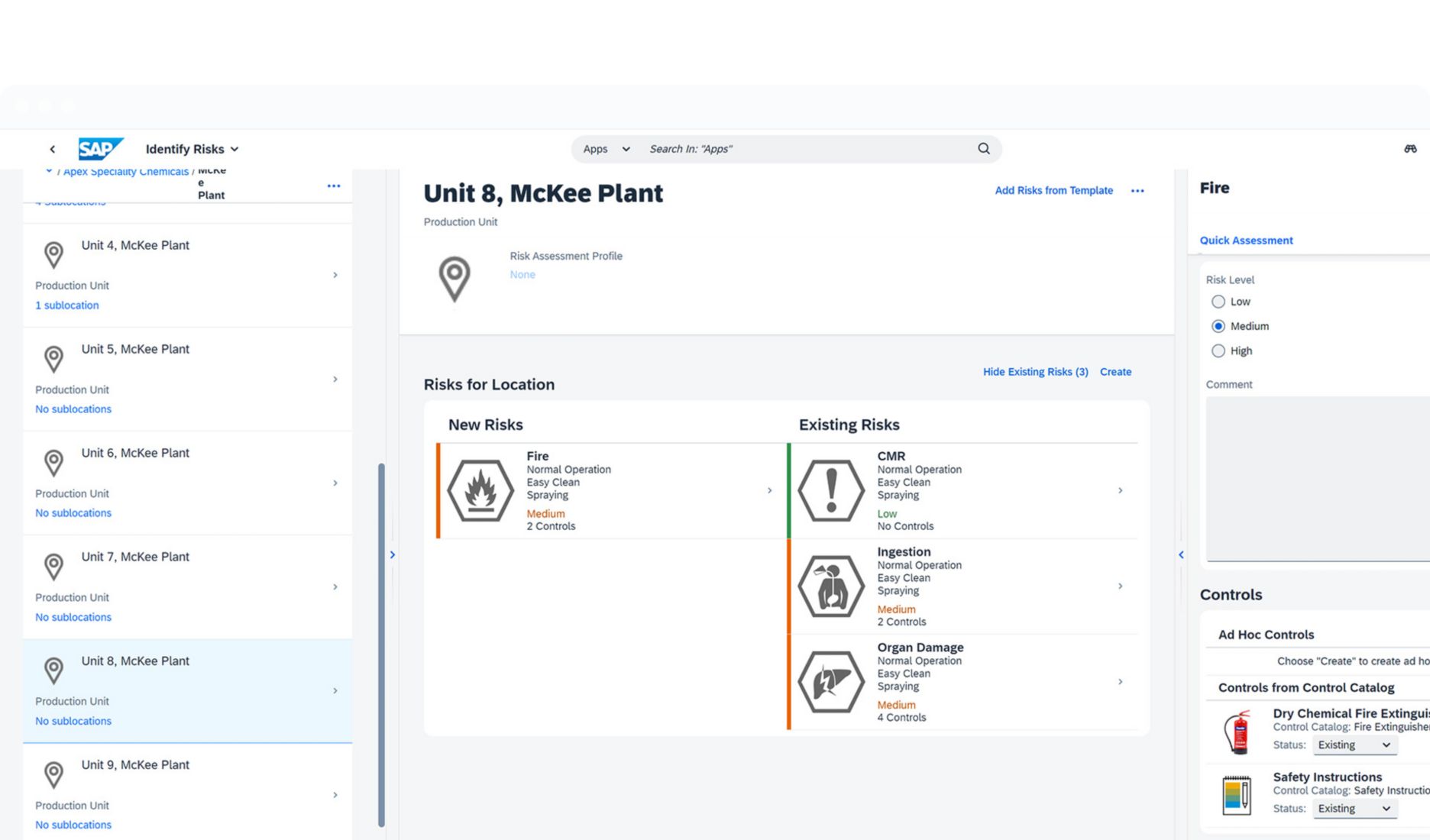 Risk assessment information in SAP S/4HANA Cloud for EHS workplace safety