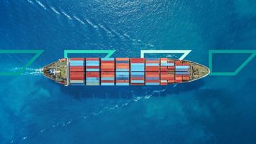 A freight ship at sea